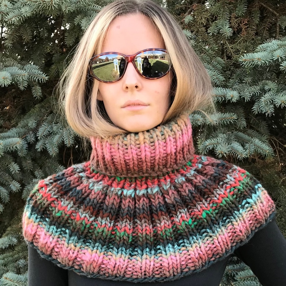 Handmade Turtleneck Style Caplet Shawl (K45-16H) New Without Tags